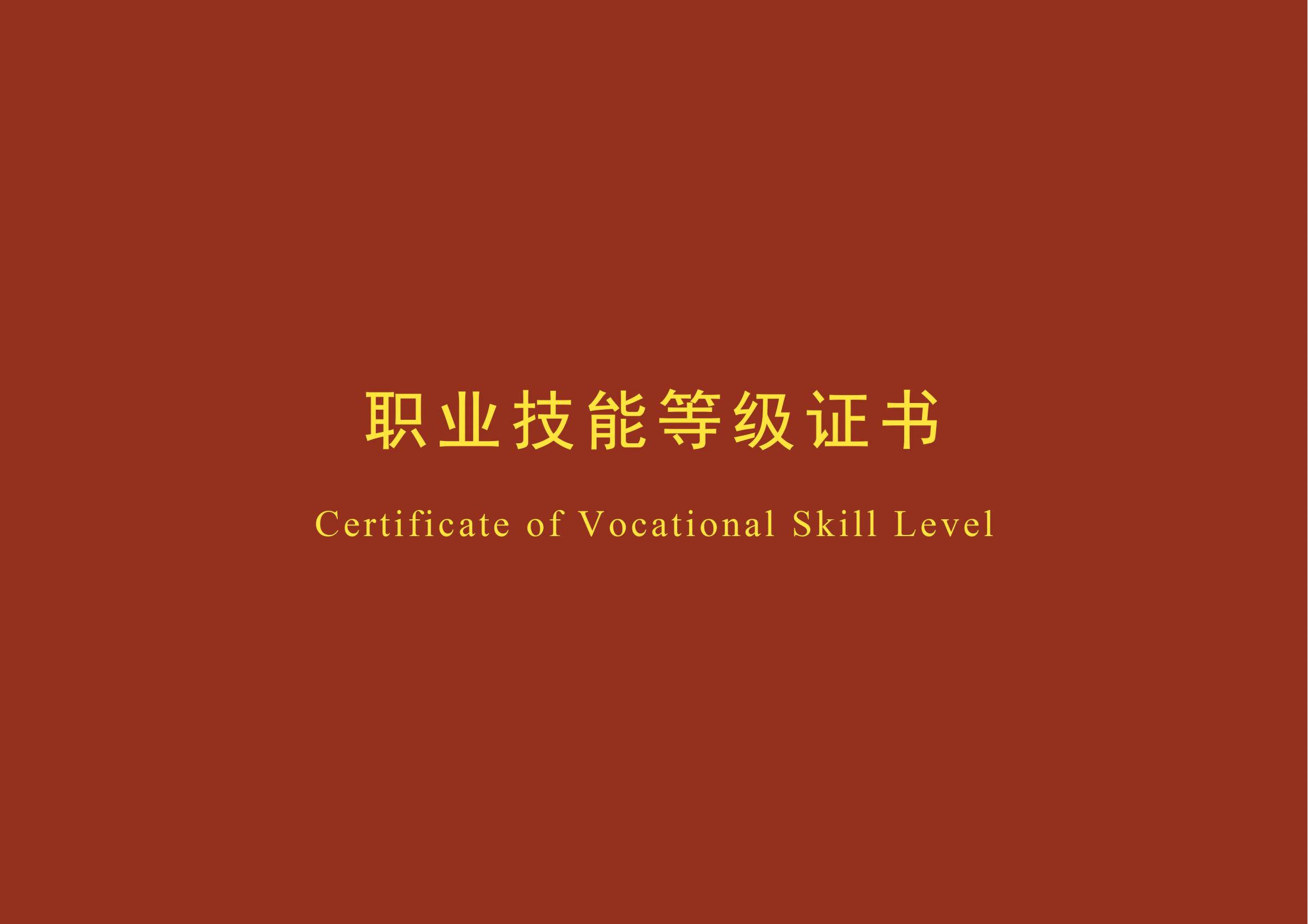 职业技能等级证书（初级）学生（封面）